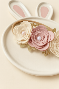 Bandita flor espiral decorada (crudo con rosa petalo)