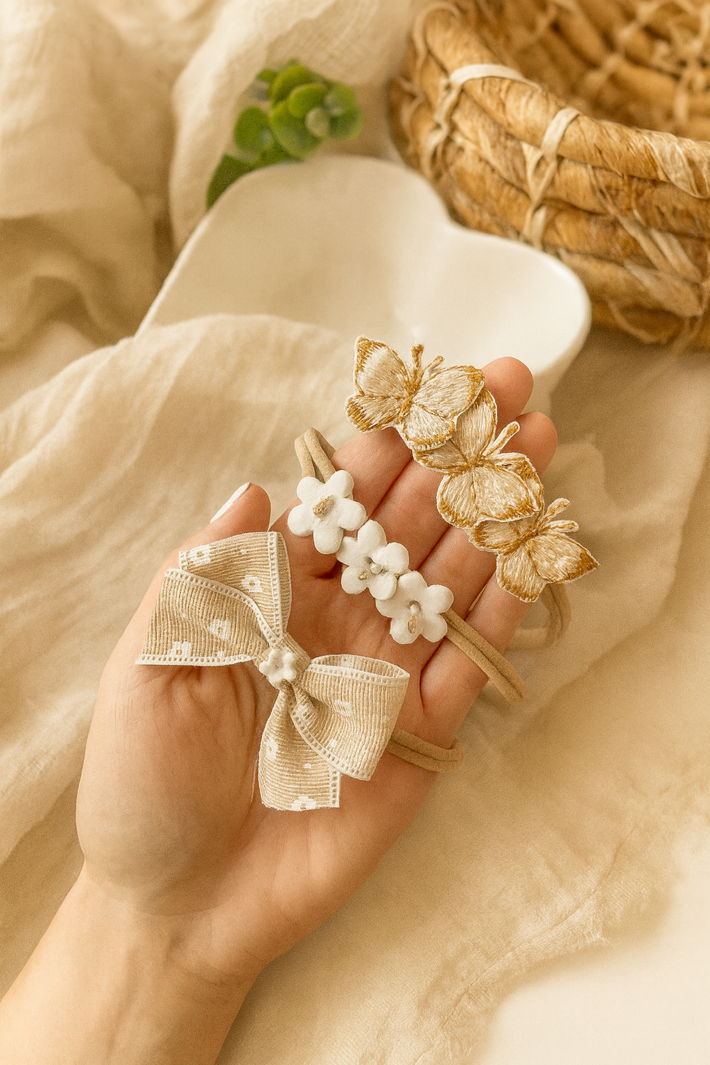Set entre flores y mariposas