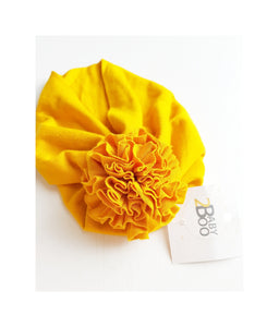 Gorro Turbante Flor (mostaza)