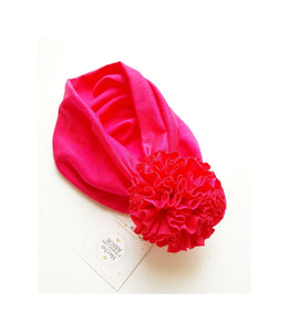 Gorrito turbante flor (fucsia)