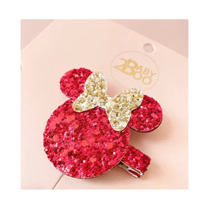 Minnie pinzas rojo glitter setx2